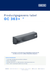 GC 363+  * Productgegevens tabel NL