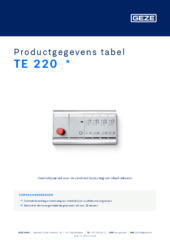 TE 220  * Productgegevens tabel NL