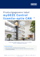 myGEZE Control licentie-optie CAN  * Productgegevens tabel NL