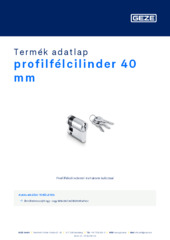 profilfélcilinder 40 mm Termék adatlap HU