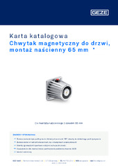 Chwytak magnetyczny do drzwi, montaż naścienny 65 mm  * Karta katalogowa PL