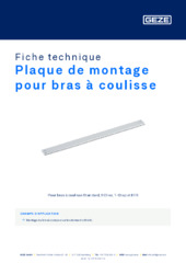 Plaque de montage pour bras à coulisse Fiche technique FR