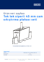 Tek tek siperli 45 mm cam sıkıştırma plakası seti Ürün veri sayfası TR