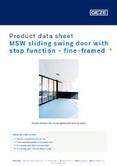 MSW sliding swing door with stop function - fine-framed  * Product data sheet EN