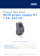 GEZE power supply NT 1.5A-24V HS Product data sheet EN
