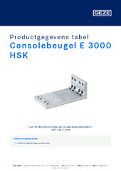 Consolebeugel E 3000 HSK Productgegevens tabel NL
