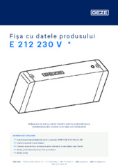 E 212 230 V  * Fișa cu datele produsului RO