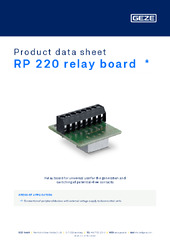 RP 220 relay board  * Product data sheet EN