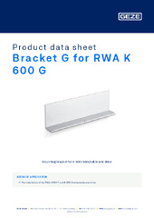 Bracket G for RWA K 600 G Product data sheet EN