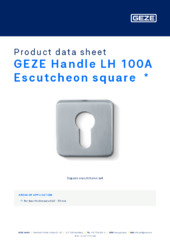 GEZE Handle LH 100A Escutcheon square  * Product data sheet EN