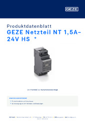 GEZE Netzteil NT 1,5A-24V HS  * Produktdatenblatt DE