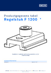 Regelstuk F 1200  * Productgegevens tabel NL