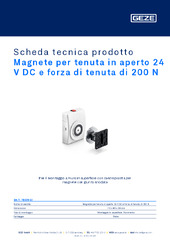 Magnete per tenuta in aperto 24 V DC e forza di tenuta di 200 N Scheda tecnica prodotto IT
