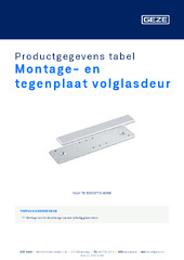 Montage- en tegenplaat volglasdeur Productgegevens tabel NL