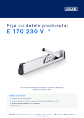 E 170 230 V  * Fișa cu datele produsului RO