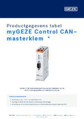 myGEZE Control CAN-masterklem  * Productgegevens tabel NL