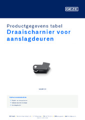 Draaischarnier voor aanslagdeuren Productgegevens tabel NL