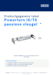 Powerturn IS/TS passieve vleugel  * Productgegevens tabel NL
