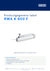 RWA K 600 F Productgegevens tabel NL