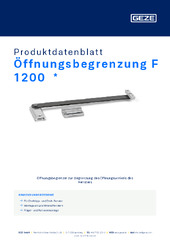Öffnungsbegrenzung F 1200  * Produktdatenblatt DE
