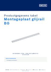 Montageplaat glijrail BG Productgegevens tabel NL