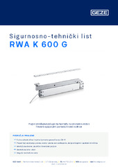 RWA K 600 G Sigurnosno-tehnički list HR