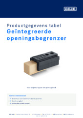 Geïntegreerde openingsbegrenzer Productgegevens tabel NL