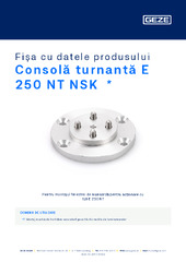 Consolă turnantă E 250 NT NSK  * Fișa cu datele produsului RO