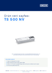 TS 500 NV Ürün veri sayfası TR