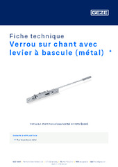 Verrou sur chant avec levier à bascule (métal)  * Fiche technique FR