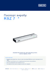 RSZ 7  * Паспорт виробу UK