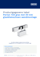 Perlan 140 glas met 30 mm glasklemschoen wandmontage Productgegevens tabel NL