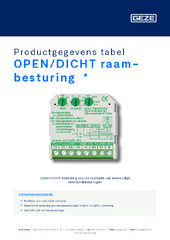 OPEN/DICHT raam-besturing  * Productgegevens tabel NL