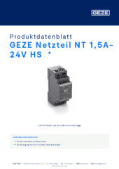 GEZE Netzteil NT 1,5A-24V HS  * Produktdatenblatt DE