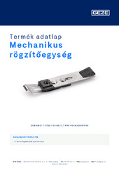 Mechanikus rögzítőegység Termék adatlap HU