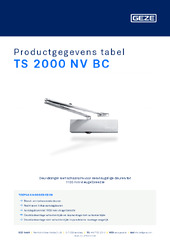 TS 2000 NV BC Productgegevens tabel NL