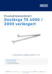 Gestänge TS 4000 / 2000 verlängert Produktdatenblatt DE