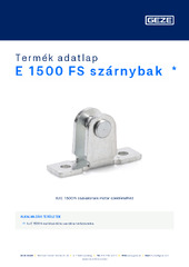 E 1500 FS szárnybak  * Termék adatlap HU