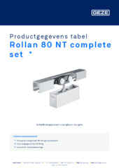 Rollan 80 NT complete set  * Productgegevens tabel NL