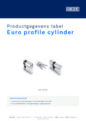 Euro profile cylinder Productgegevens tabel NL