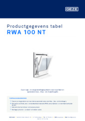 RWA 100 NT Productgegevens tabel NL