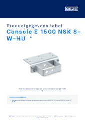 Console E 1500 NSK S-W-HU  * Productgegevens tabel NL