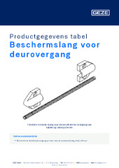 Türübergangsschutzschlauch Productgegevens tabel NL