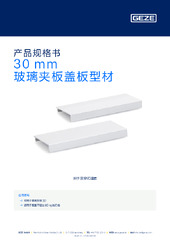 30 mm 玻璃夹板盖板型材 产品规格书 ZH