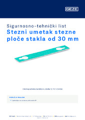 Stezni umetak stezne ploče stakla od 30 mm Sigurnosno-tehnički list HR