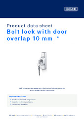 Bolt lock with door overlap 10 mm  * Product data sheet EN