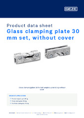 Glass clamping plate 30 mm set, without cover Product data sheet EN