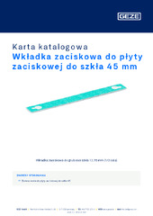 Wkładka zaciskowa do płyty zaciskowej do szkła 45 mm Karta katalogowa PL