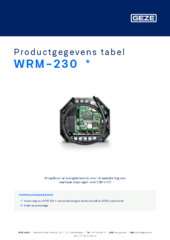 WRM-230  * Productgegevens tabel NL