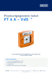 FT 4 A - VdS  * Productgegevens tabel NL